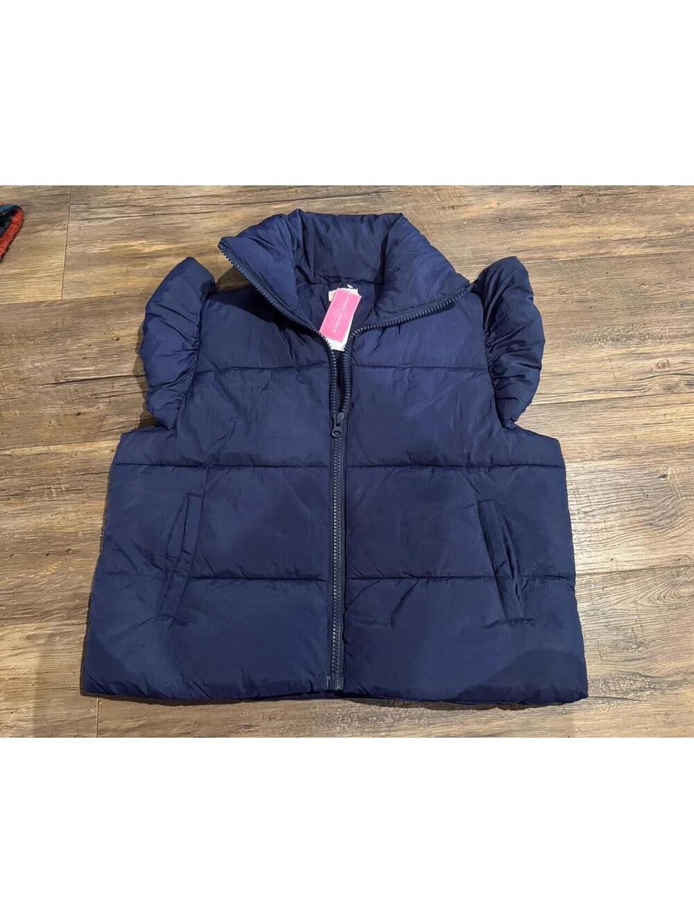 NWT Simply Southern Navy Blue Flutter Sleeve Soft Puffer Vest Sz M/L
